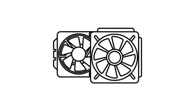Minimalistic Line Drawing of Advanced Graphics Card Illustration for Technology and Computer