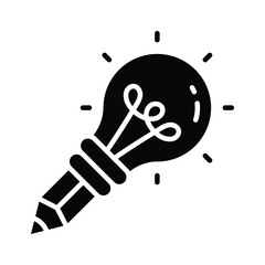 Creativity, writing skills, and idea generation, creative writing glyph icon