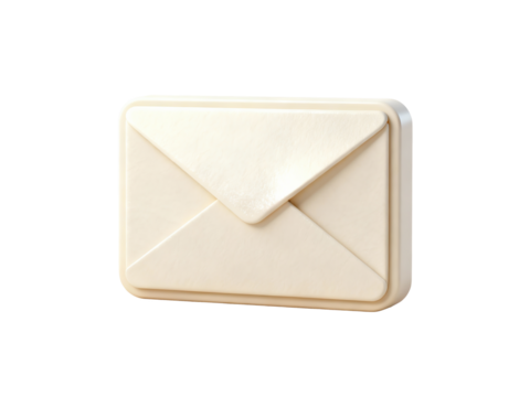 Cream-colored envelope-shaped object with folded flap design on a white background