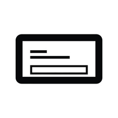 Black and White Check Icon Illustrating Banking Transaction for Payments