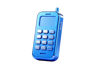 Blue retro mobile phone with physical keypad and small screen