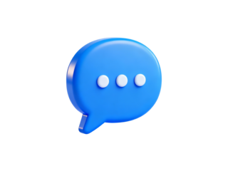 Blue speech bubble with three white dots indicating typing or message input