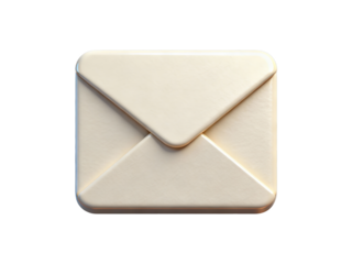 A beige envelope icon with a closed flap, rendered in a minimalist 3D style against a white background.
