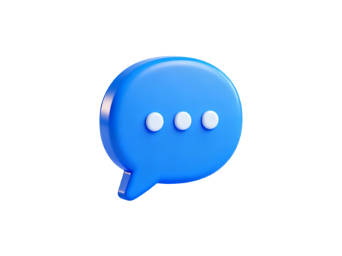 Blue speech bubble with three white dots indicating typing or message input