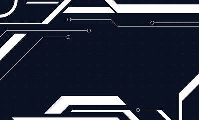 futuristic technological background with geometric circuits. This modern, hi-tech illustration features white lines and shapes resembling a circuit board, perfect for tech presentations and esports