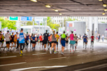 marathon runners in the city.sport background