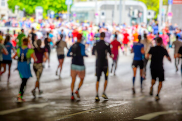marathon runners in the city.sport background