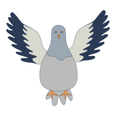 Pigeon Cartoon Character. Isolated Vector Illustration.