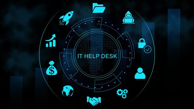 IT consultant presenting tag cloud about information technology. network concept 4k video animation