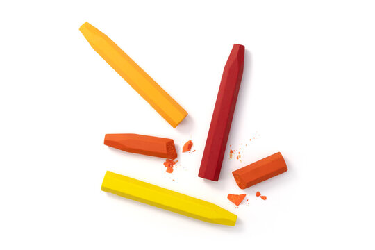 Colorful chalks isolated on white background, Crayon ,Top view