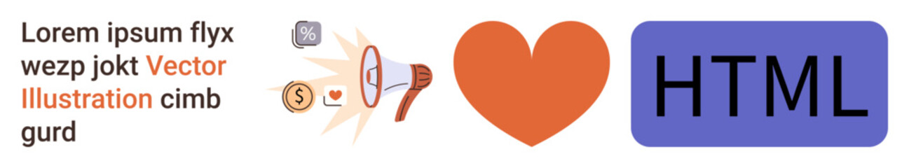 Web development, coding education, programming, digital design, IT training, technology interest. Heart symbol with HTML text and coding-related icons. Web development and coding education focus