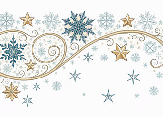 snowflakes and stars border isolated vector illustration