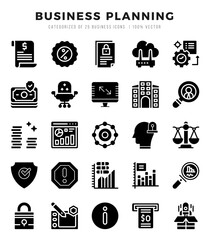 Vector icons set of Business Planning. Glyph style Icons.