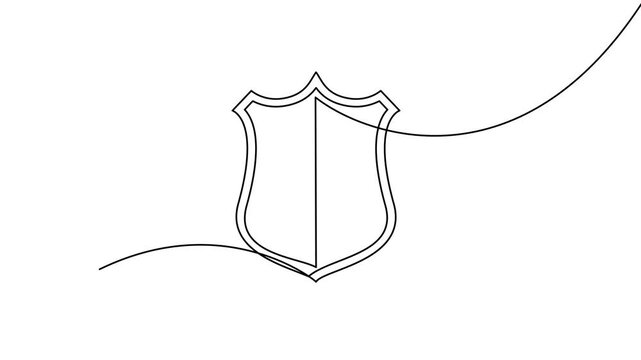 Continuous Line Art: Security Shield with Dynamic Curve