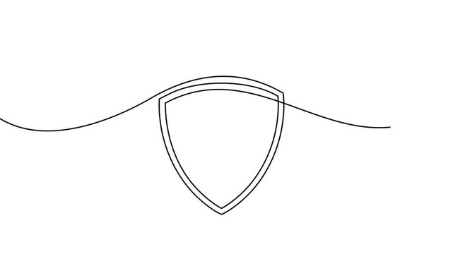 One line shield drawing. Minimalist vector design