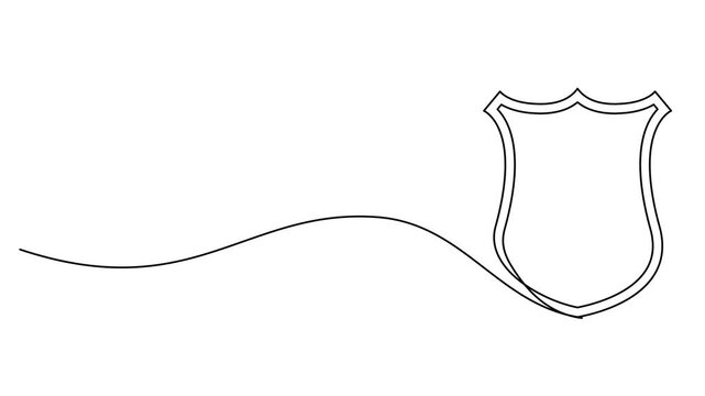 Shield Emblem Continuous Line Art Icon