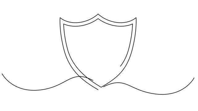 Continuous Line Drawing of a Shield with Waves