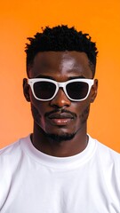 Obraz premium Cool African man posing with sunglasses for fashion branding