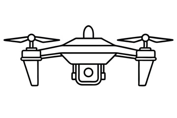 drone black and white line art on white background