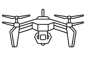 drone black and white line art on white background