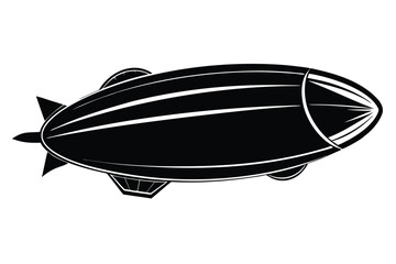 dirigible black and white silhouette on white background