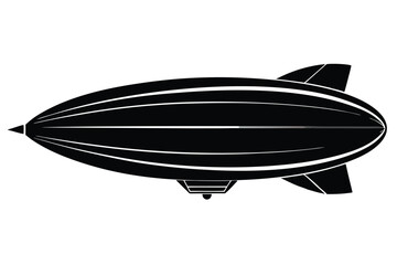 dirigible black and white silhouette on white background