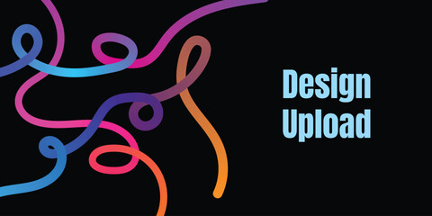 Colorful abstract swirls on black background with text overlay