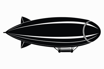 Obraz premium dirigible black and white silhouette on white background