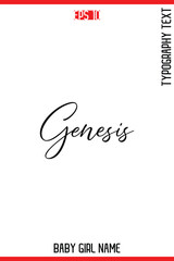 Genesis   -Baby Girl Trendy Name In Stylish Cursive Typography Vector Illustration