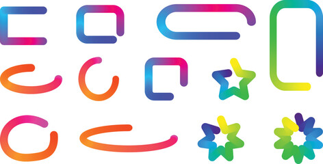 Colorful abstract shapes with gradient on white background