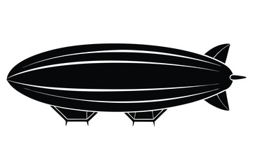 Obraz premium dirigible black and white silhouette on white background