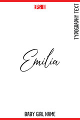 Emilia   -Baby Girl Trendy Name In Stylish Cursive Typography Vector Illustration