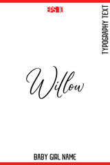 Willow   -Baby Girl Trendy Name In Stylish Cursive Typography Vector Illustration