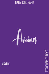 Amina  -Female Name Stylish Typography Text Vector Artwork