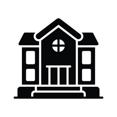 Trendy school building glyph icon, education, institution, and learning center