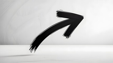 Bold black brush stroke arrow pointing up hand drawn