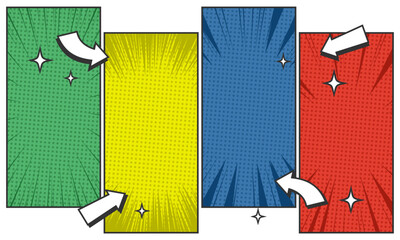 Cartoon pop art frame background art with arrow