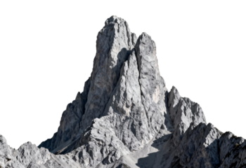Rugged mountain peak with sharp rock formations against a clear sky