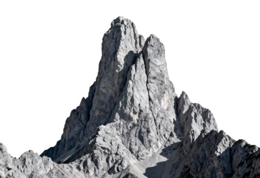 Rugged mountain peak with sharp rock formations against a clear sky