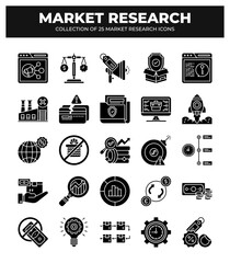 Collection of 25 Market Research Icons:  Visualizing Business Growth Strategies