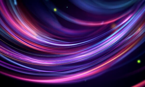 Abstract flowing vibrant light trails and bokeh particles creating a dynamic and energetic futuristic digital background with a dark deep space feel - Powered by Adobe