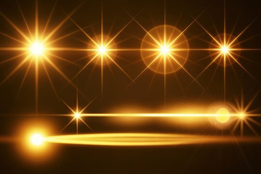 Golden starburst and lens flare effects for abstract backgrounds 60