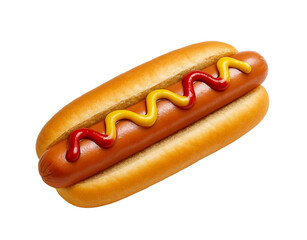 Classic grilled hot dog with ketchup and mustard on a bun