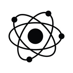 Atomic structure, glyph icon of physics, chemistry, and STEM learning