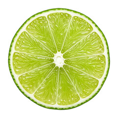 Close-up of a Juicy Lime Slice on White Background