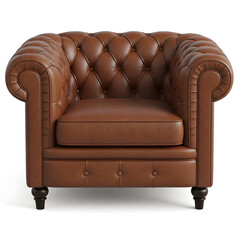 Classic Brown Leather Chesterfield Armchair