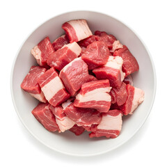 Bowl of Diced Raw Beef with Fat