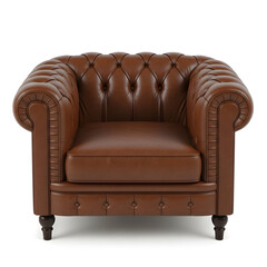 Classic Brown Leather Chesterfield Armchair