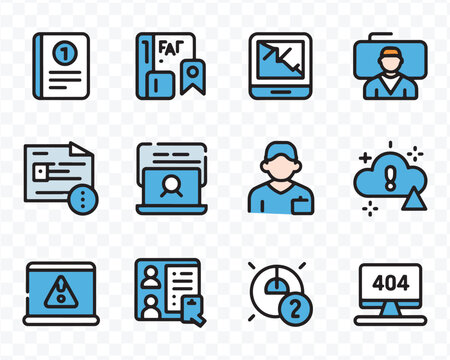 Collection of IT support and troubleshooting icons