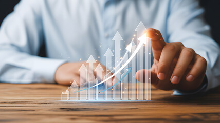 businessman drawing a graph